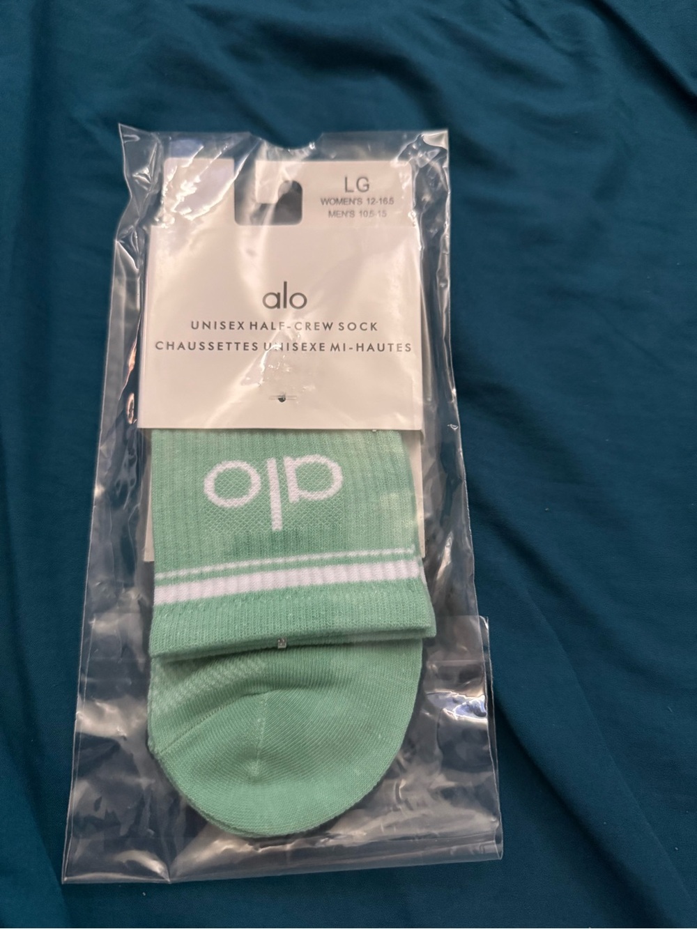 LG Mint Green Unisex Half-Crew Athletic Socks with White Logo